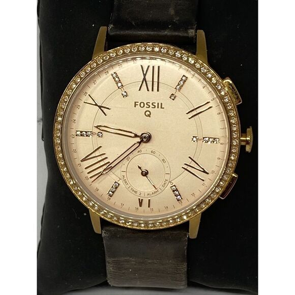 Fossil FTW1116 Women Brown Leather Rose Gold Analog Dial Hybrid Smartwatch XX631 - Picture 2 of 12